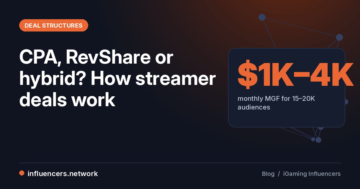 Casino Streamer Deals Explained: CPA, RevShare, Hybrid & MGF